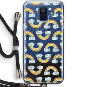 CaseCompany Regenboog: Samsung Galaxy A6 (2018) Transparant Hoesje met koord