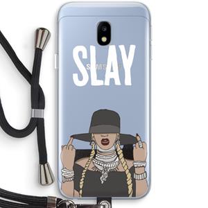 CaseCompany Slay All Day: Samsung Galaxy J3 (2017) Transparant Hoesje met koord