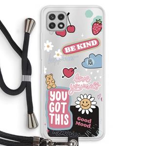 CaseCompany Positivity: Samsung Galaxy A22 4G Transparant Hoesje met koord