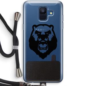 CaseCompany Angry Bear (black): Samsung Galaxy A6 (2018) Transparant Hoesje met koord