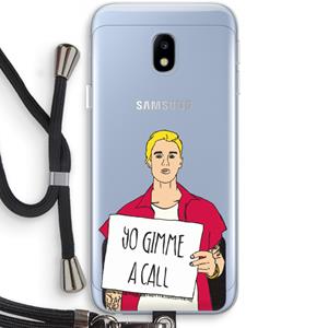 CaseCompany Gimme a call: Samsung Galaxy J3 (2017) Transparant Hoesje met koord