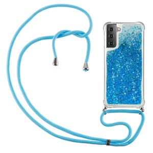 Lunso Backcover hoes met koord - Samsung Galaxy S21 Ultra - Glitter Blauw