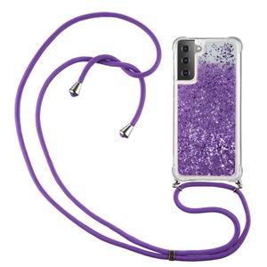 Lunso Backcover hoes met koord - Samsung Galaxy S21 Plus - Glitter Paars