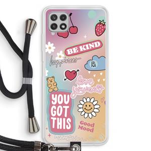 CaseCompany Positivity: Samsung Galaxy A22 4G Transparant Hoesje met koord