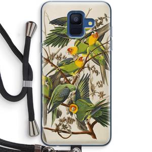 CaseCompany Carolinaparkiet: Samsung Galaxy A6 (2018) Transparant Hoesje met koord