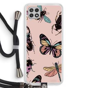 CaseCompany Tiny Bugs: Samsung Galaxy A22 4G Transparant Hoesje met koord