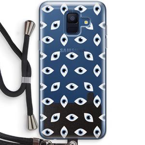 CaseCompany Eyes pattern: Samsung Galaxy A6 (2018) Transparant Hoesje met koord