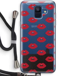 CaseCompany Lips: Samsung Galaxy A6 (2018) Transparant Hoesje met koord