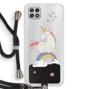 CaseCompany Regenboog eenhoorn: Samsung Galaxy A22 4G Transparant Hoesje met koord