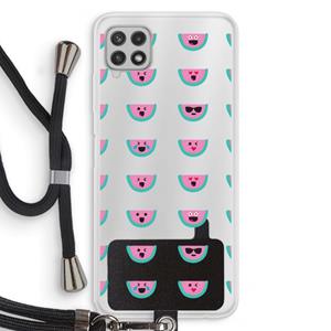 CaseCompany Smiley watermeloenprint: Samsung Galaxy A22 4G Transparant Hoesje met koord