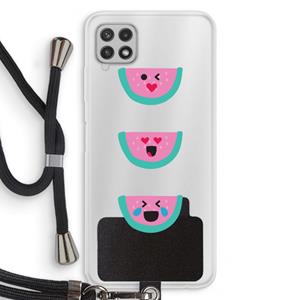 CaseCompany Smiley watermeloen: Samsung Galaxy A22 4G Transparant Hoesje met koord