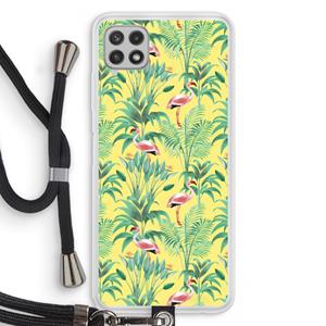 CaseCompany Flamingo party: Samsung Galaxy A22 4G Transparant Hoesje met koord