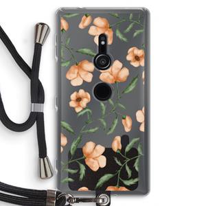 CaseCompany Peachy flowers: Sony Xperia XZ2 Transparant Hoesje met koord