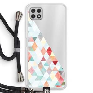 CaseCompany Gekleurde driehoekjes pastel: Samsung Galaxy A22 4G Transparant Hoesje met koord