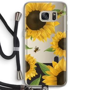 CaseCompany Sunflower and bees: Samsung Galaxy S7 Transparant Hoesje met koord