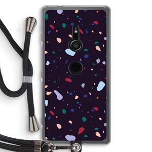 CaseCompany Dark Rounded Terrazzo: Sony Xperia XZ2 Transparant Hoesje met koord