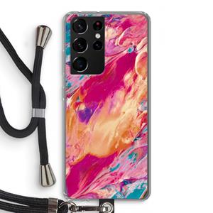 CaseCompany Pastel Echoes: Samsung Galaxy S21 Ultra Transparant Hoesje met koord