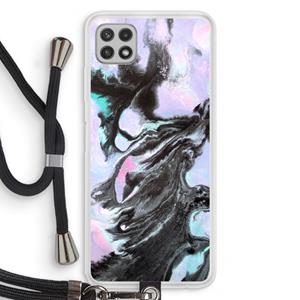 CaseCompany Pastel zwart: Samsung Galaxy A22 4G Transparant Hoesje met koord