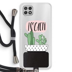 CaseCompany I love cacti: Samsung Galaxy A22 4G Transparant Hoesje met koord