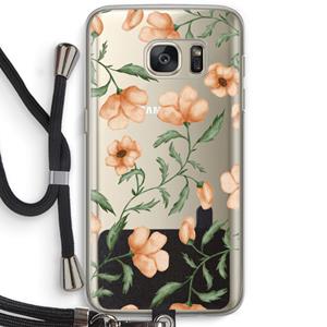 CaseCompany Peachy flowers: Samsung Galaxy S7 Transparant Hoesje met koord