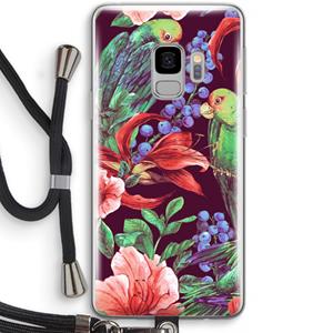 CaseCompany Papegaaien: Samsung Galaxy S9 Transparant Hoesje met koord