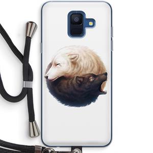 CaseCompany Yin Yang Wolves: Samsung Galaxy A6 (2018) Transparant Hoesje met koord