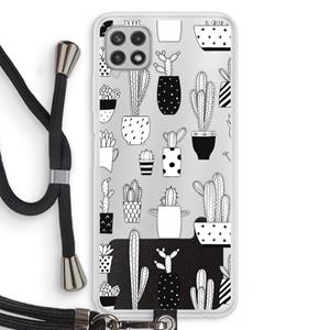 CaseCompany Cactusmotief: Samsung Galaxy A22 4G Transparant Hoesje met koord