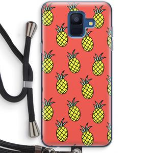 CaseCompany Ananas: Samsung Galaxy A6 (2018) Transparant Hoesje met koord