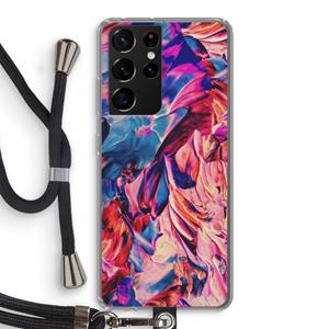 CaseCompany Pink Orchard: Samsung Galaxy S21 Ultra Transparant Hoesje met koord