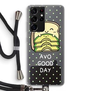 CaseCompany Avo Good Day: Samsung Galaxy S21 Ultra Transparant Hoesje met koord