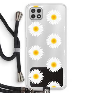 CaseCompany Margrietjes: Samsung Galaxy A22 4G Transparant Hoesje met koord