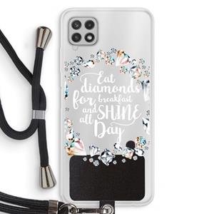 CaseCompany Diamonds: Samsung Galaxy A22 4G Transparant Hoesje met koord