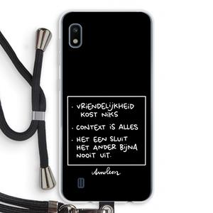 CaseCompany Mijn Motto's: Samsung Galaxy A10 Transparant Hoesje met koord