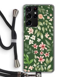 CaseCompany Botanical green sweet flower heaven: Samsung Galaxy S21 Ultra Transparant Hoesje met koord