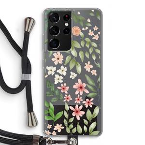 CaseCompany Botanical sweet flower heaven: Samsung Galaxy S21 Ultra Transparant Hoesje met koord