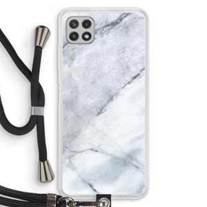 CaseCompany Witte marmer: Samsung Galaxy A22 4G Transparant Hoesje met koord