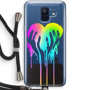 CaseCompany Hold My Heart: Samsung Galaxy A6 (2018) Transparant Hoesje met koord