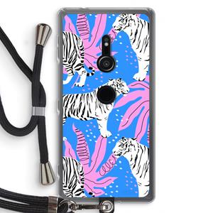 CaseCompany Tijger: Sony Xperia XZ2 Transparant Hoesje met koord