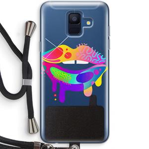 CaseCompany Lip Palette: Samsung Galaxy A6 (2018) Transparant Hoesje met koord