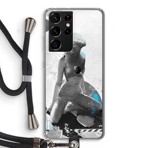 CaseCompany I will not feel a thing: Samsung Galaxy S21 Ultra Transparant Hoesje met koord