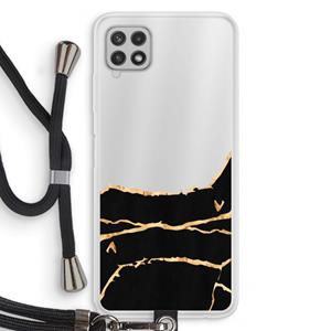 CaseCompany Gouden marmer: Samsung Galaxy A22 4G Transparant Hoesje met koord
