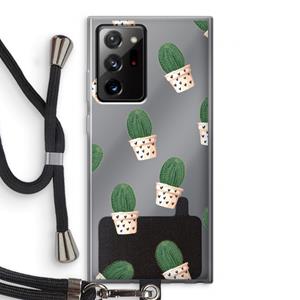 CaseCompany Cactusprint roze: Samsung Galaxy Note 20 Ultra / Note 20 Ultra 5G Transparant Hoesje met koord