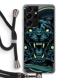CaseCompany Cougar and Vipers: Samsung Galaxy S21 Ultra Transparant Hoesje met koord