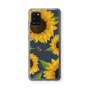 CaseCompany Sunflower and bees: Samsung Galaxy A31 Transparant Hoesje