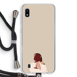 CaseCompany I drink wine: Samsung Galaxy A10 Transparant Hoesje met koord