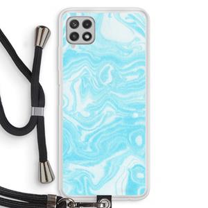 CaseCompany Waterverf blauw: Samsung Galaxy A22 4G Transparant Hoesje met koord