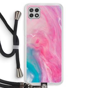 CaseCompany Roze explosie: Samsung Galaxy A22 4G Transparant Hoesje met koord