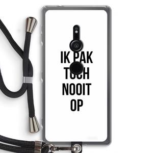 CaseCompany Ik pak nooit op: Sony Xperia XZ2 Transparant Hoesje met koord