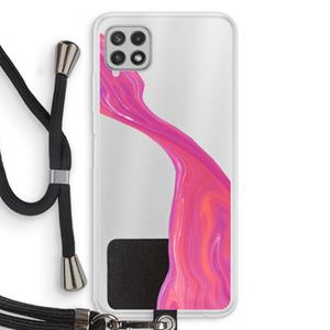 CaseCompany Paarse stroom: Samsung Galaxy A22 4G Transparant Hoesje met koord