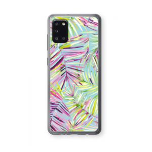 CaseCompany Tropical Palms Blue: Samsung Galaxy A31 Transparant Hoesje